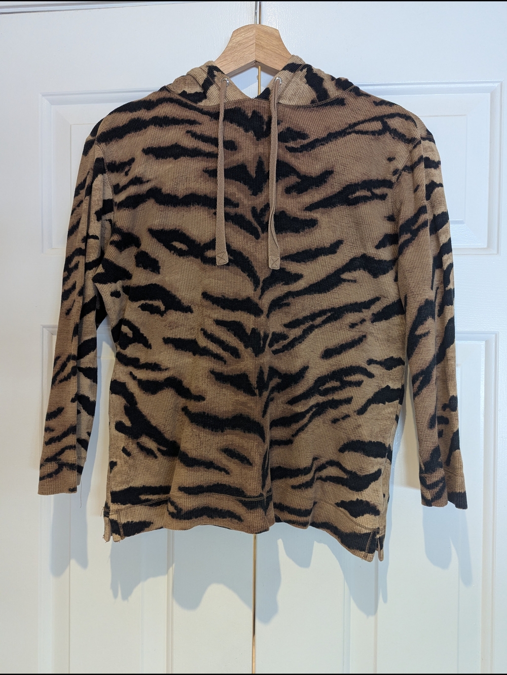 Lauren Active Ralph Lauren Brown Black Tiger Stripe Animal Print Knit Hoodie Y2K